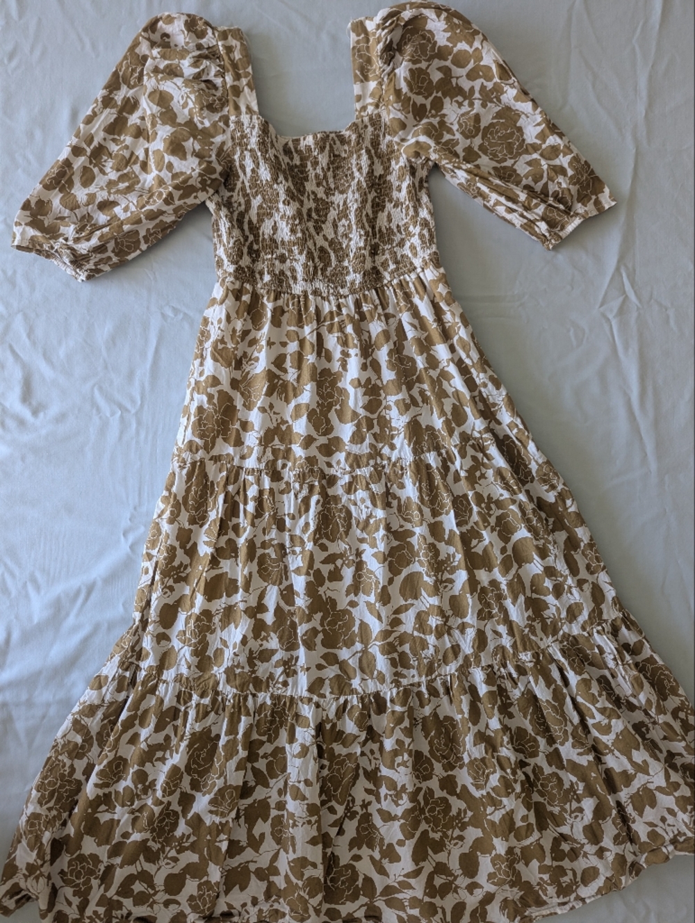 Moon River Anthropologie Smocked Poplin Dress With Puff Sleeves - Picture 3 of 11